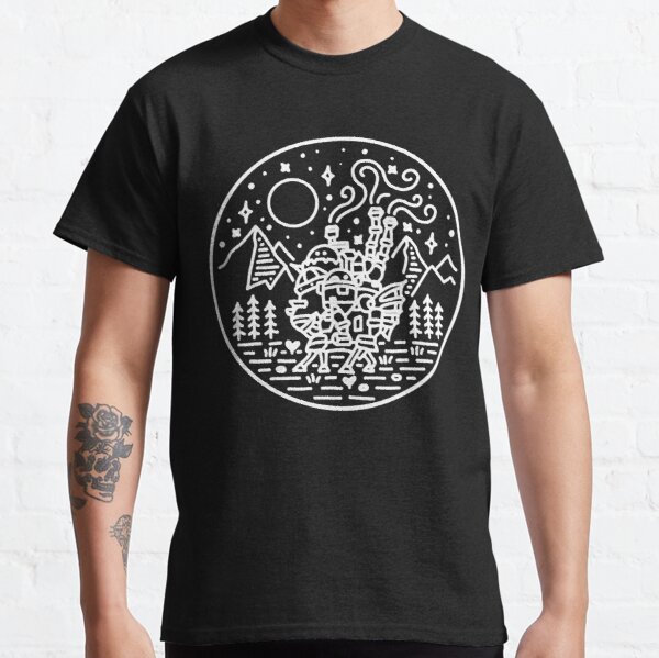 Howl's moving castle   white outline Classic T-Shirt RB2507 product Offical howl moving castle Merch