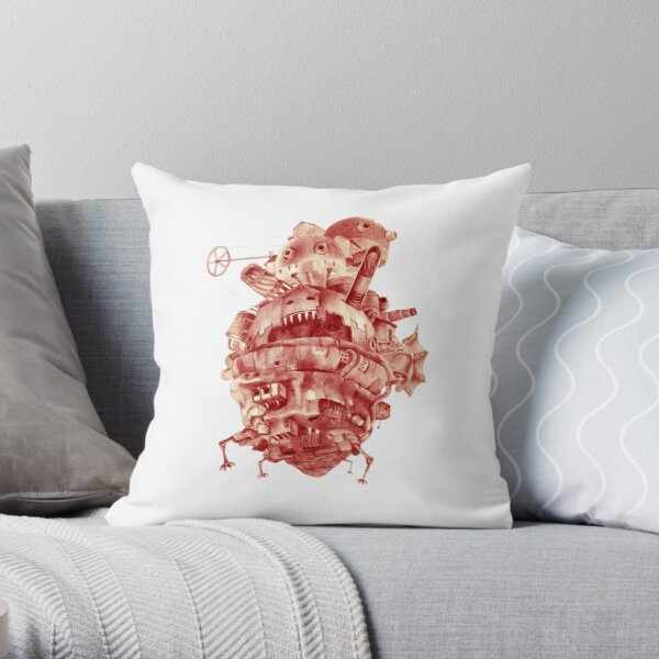 howl's moving castle in red Throw Pillow RB2507 product Offical howl moving castle Merch
