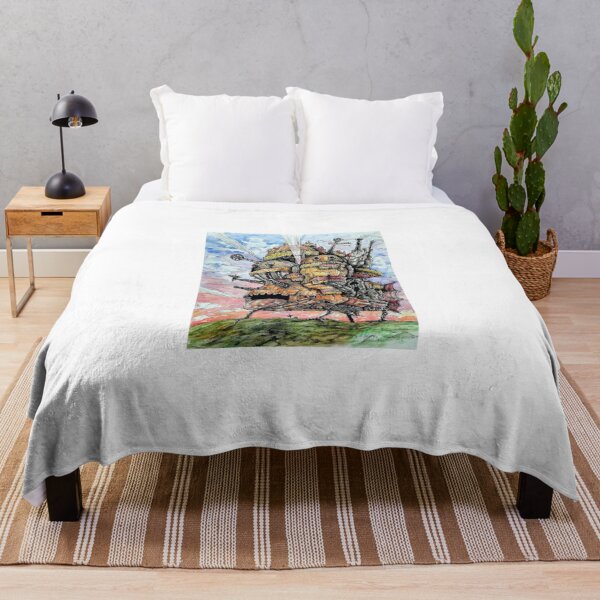 Howl's Howl's Moving Castle ink and watercolor drawing Throw Blanket RB2507 product Offical howl moving castle Merch